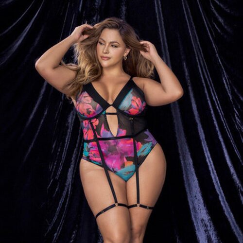 TEDDY - Curvy - BLACK DREAM FLOWER PRINT EX43966
